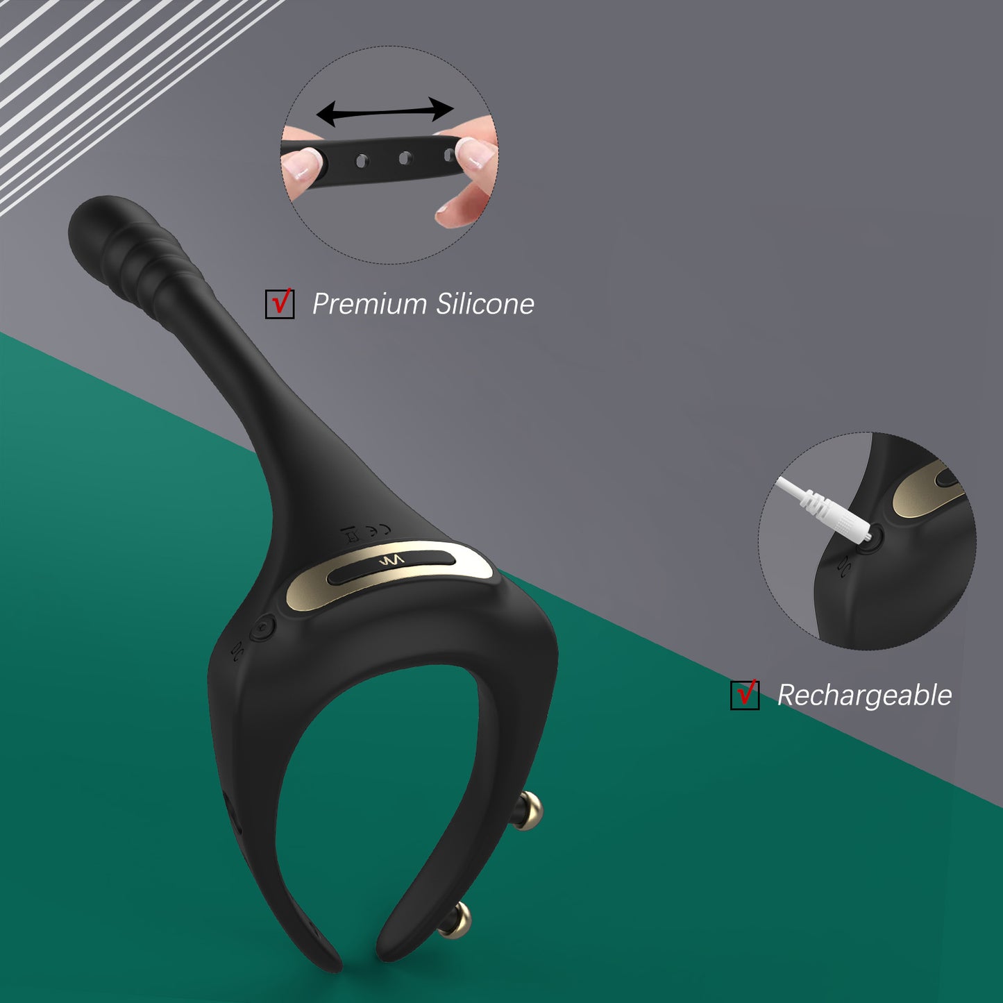 Vibrating Taint Teaser Cock Ring with Bullet, 3 in 1 Adjustable Penis Ring with Remote, Anal Vibrator with 10 Frequencies, Prostate Massager for Sexual Stimulation, Sex Toys for Men Pleasure