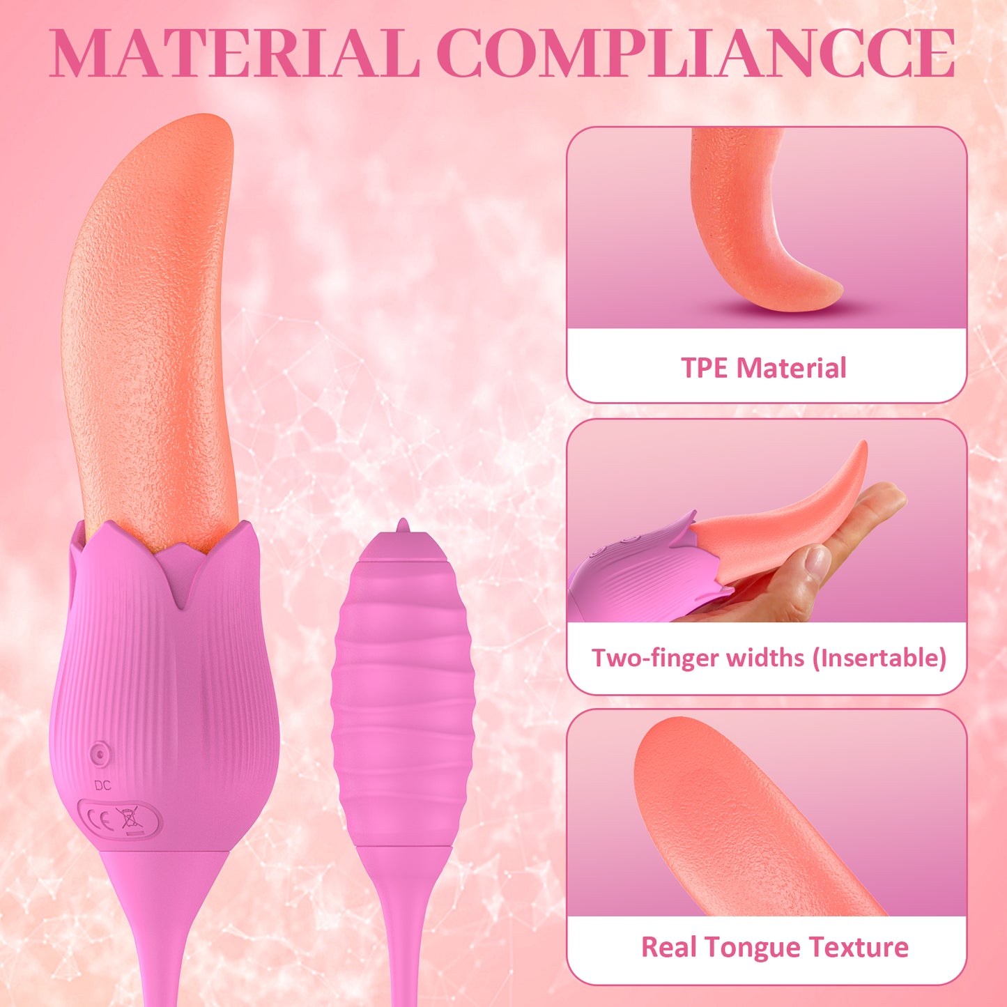 Clitoral Vibrator, Tongue Licking Sex Toy, Realistic high Simulation Tongue Blowjob Toys,2 in 1 Upgrade Sex Stimulator for Women with 10 Modes， Rose Toy Couple Foreplay, Nipple Adult Toy