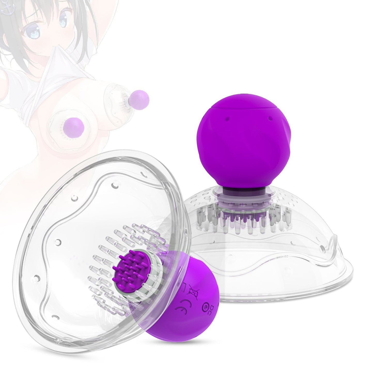 WeDol  Wireless Nipple Massager,Vibrating Nipple Suckers with 360° Rotational 10 Vibration Modes, 1 Pair