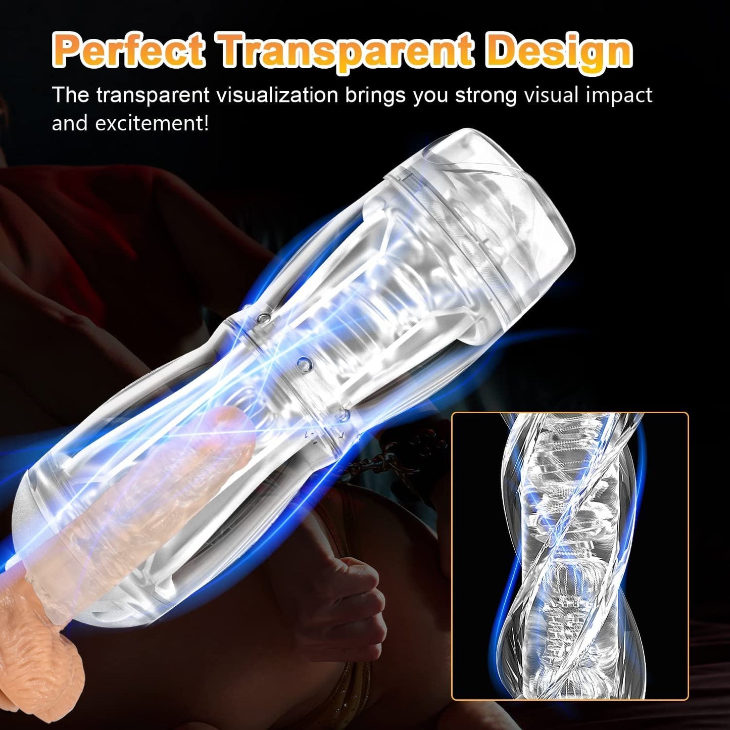 WeDol Transparent 360° Rotating Crystal 3D Textured Tight Vaginal Male Masturbators